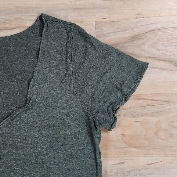 🐞Full Tilt Olive Rayon Scoop Neck Short Sleeve Blouse Large - Picture 8 of 11